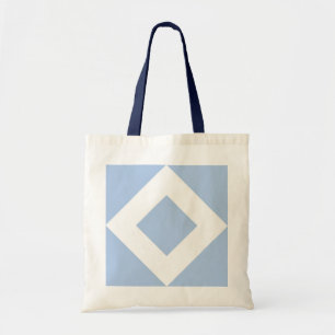 Bolso De Tela Diamante azul pálido, borde blanco negrita