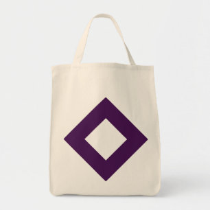 Bolso De Tela Diamante Blanco, Borde Púrpura Negrita