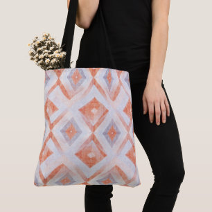 Bolso De Tela Diamante geométrico rústico en terracota y azul