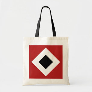 Bolso De Tela Diamante negro, negrita borde blanco en rojo