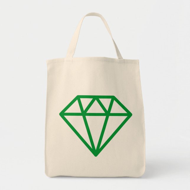 Bolso De Tela Diamante simple - Verde de hierba sobre natural (Frente)
