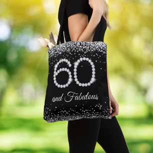 Bolso De Tela Diamantes 60 fabuloso cumpleaños plata negra elega