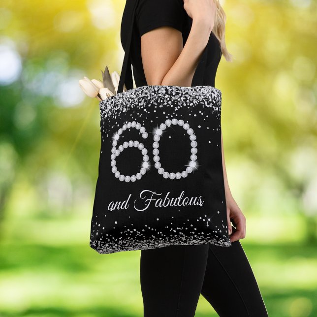 Bolso De Tela Diamantes 60 fabuloso cumpleaños plata negra elega (Subido por el creador)