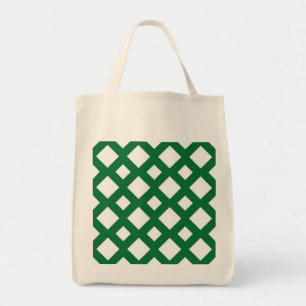 Bolso De Tela Diamantes blancos en verde