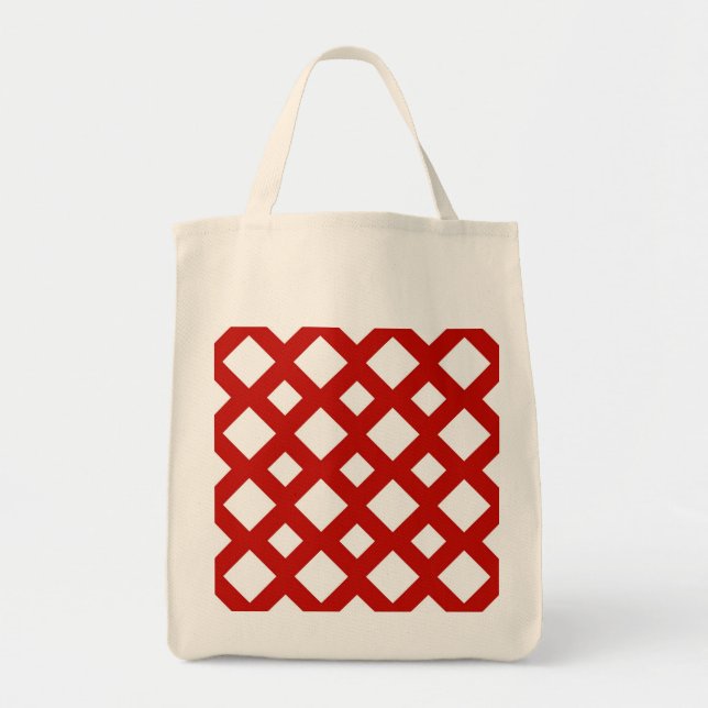 Bolso De Tela Diamantes Blancos sobre Rojo (Frente)