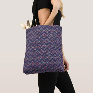 Bolso De Tela Diamantes Cosedos Índigo