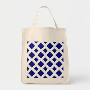 Bolso De Tela Diamantes de la marina en blanco
