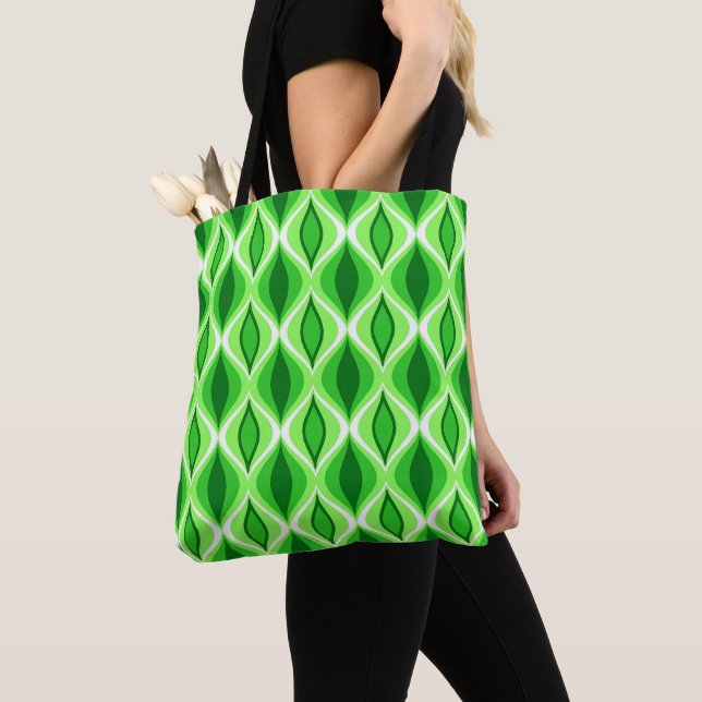 Bolso De Tela Diamantes modernos de mediados de siglo, verde esm (Detalle)