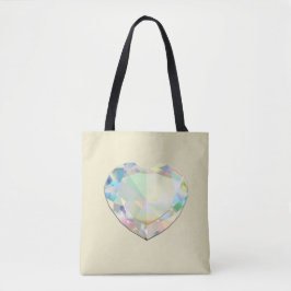 Bolso De Tela Diamond Heart Ecru