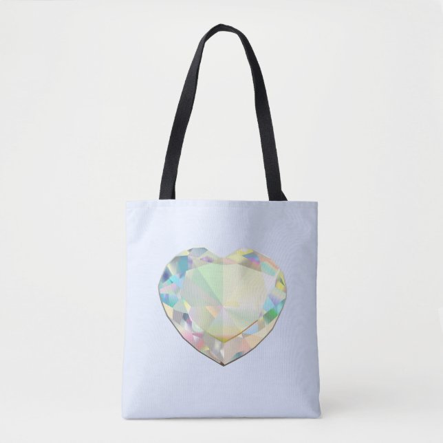 Bolso De Tela Diamond Heart Pastel Blue (Anverso)