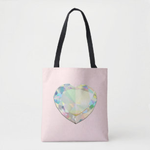 Bolso De Tela Diamond Heart Pastel Pink