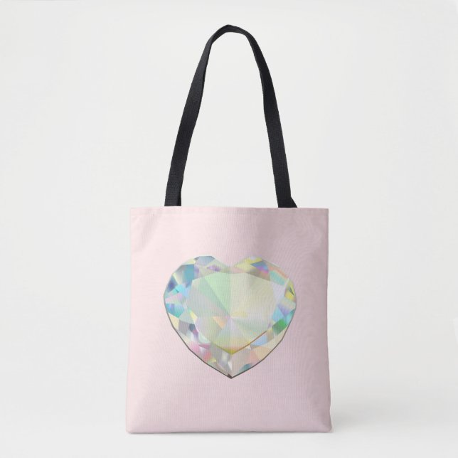 Bolso De Tela Diamond Heart Pastel Pink (Anverso)