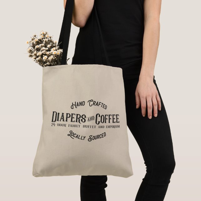 Bolso De Tela Diapers y café Ironic Funny Retro Restaurant (Detalle)