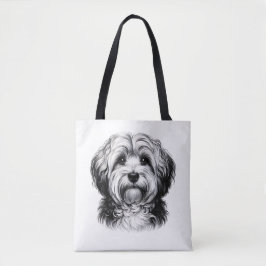 Bolso De Tela Dibujando Perro Havanés