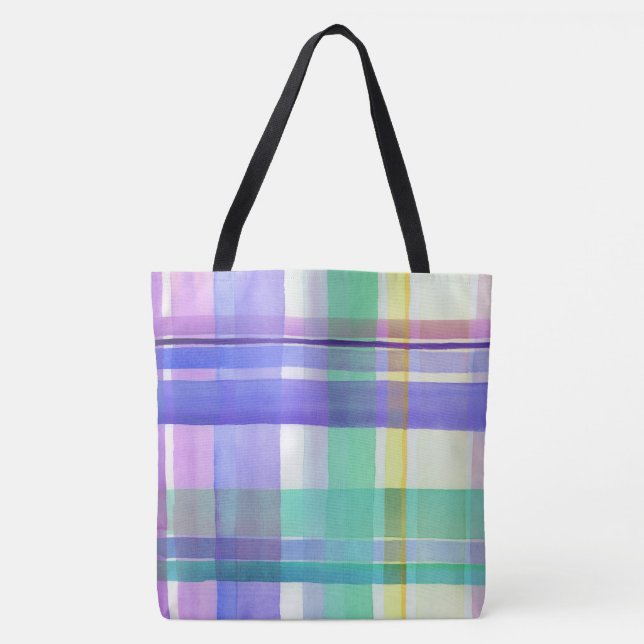 Bolso De Tela Dibujo a Cuadros (Anverso)