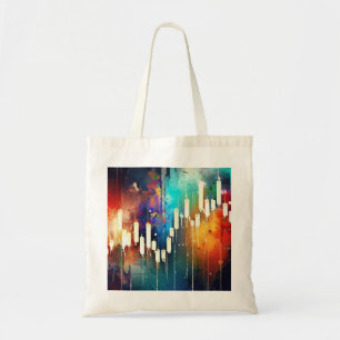 Bolso De Tela Dibujo abstracto de una gráfica de candelabro colo
