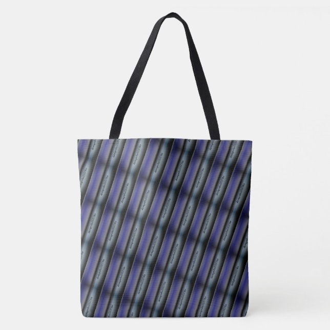 Bolso De Tela Dibujo abstracto MODERNO en azul-gris-negro (Anverso)