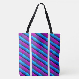 Bolso De Tela Dibujo abstracto MODERNO en azul violeta blanco cl