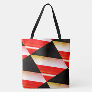 Bolso De Tela Dibujo abstracto MODERNO en blanco-negro-rojo-amar