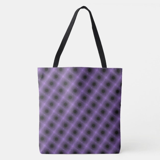 Bolso De Tela Dibujo abstracto MODERNO en mosaico-negro-púrpura (Anverso)
