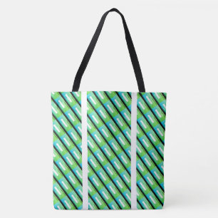 Bolso De Tela Dibujo abstracto MODERNO en verde claro blanco neg