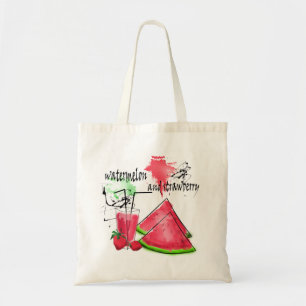 Bolso De Tela Dibujo acuarela de sandía y fresas