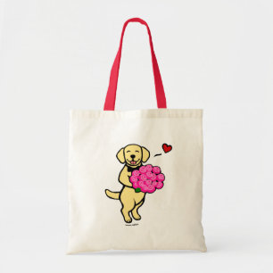 Bolso De Tela Dibujo animado amarillo de Labrador con los rosas