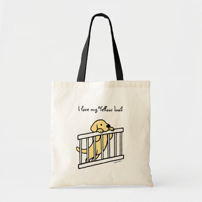 Bolso De Tela Dibujo animado amarillo del perrito de Labrador (Frente)