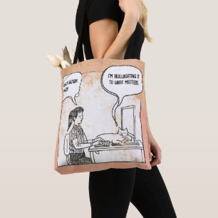 Bolso De Tela Dibujo Animado Corporativo Humor Oficina Gato Dive