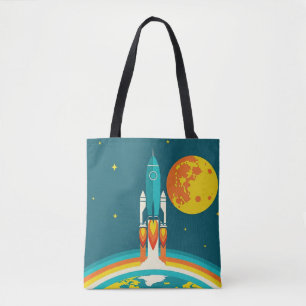 Bolso De Tela Dibujo animado de cohete espacial lindo