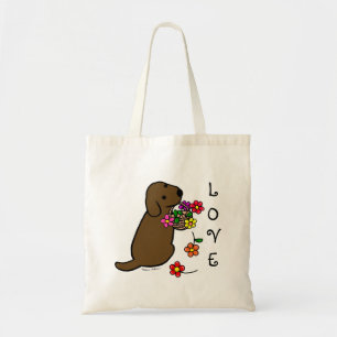 Bolso De Tela Dibujo animado de la cesta de la flor del perrito