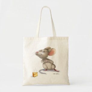 Bolso De Tela Dibujo animado de ratón y queso adorable