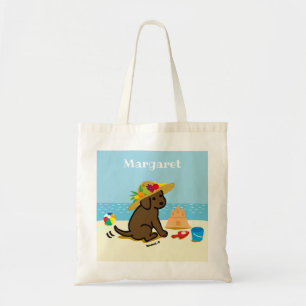 Bolso De Tela Dibujo animado del gorra de paja del perrito de