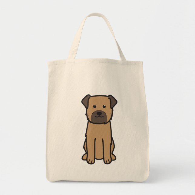 Bolso De Tela Dibujo animado del perro de Terrier de frontera (Frente)