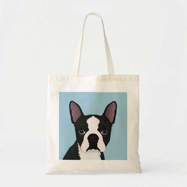 Bolso De Tela dibujo animado del terrier de Boston (Frente)