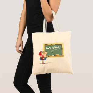 Bolso De Tela Dibujo Animado Divertido de una Profesora de Bienv