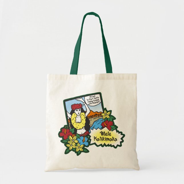 Bolso De Tela Dibujo animado hawaiano de Navidad de Mele (Frente)