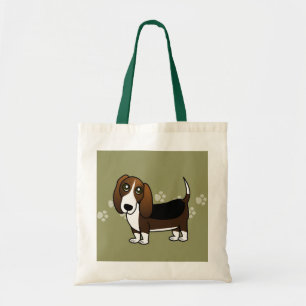 Bolso De Tela Dibujo animado lindo de Basset Hound - Brown