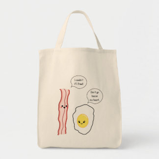 Bolso De Tela Dibujo animado lindo de tocino y del huevo