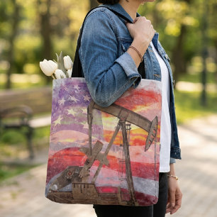 Bolso De Tela Dibujo Artístico de Bombas Petrolíferas Patriótica