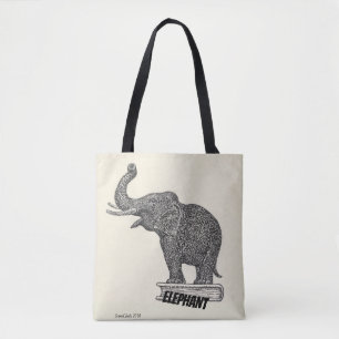 Bolso De Tela Dibujo blanco y negro del elefante, 1935