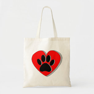 Bolso De Tela Dibujo cardíaco de garra de perro