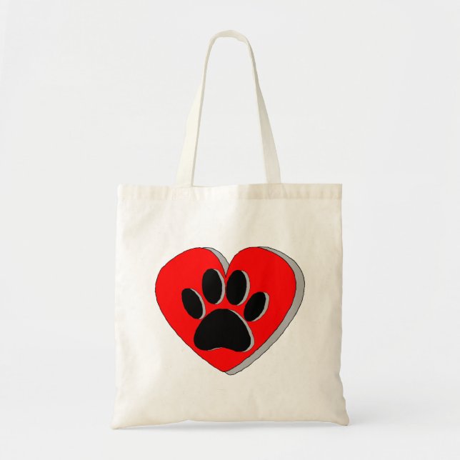 Bolso De Tela Dibujo cardíaco de garra de perro (Frente)
