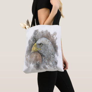 Bolso De Tela dibujo de acuarela de un águila