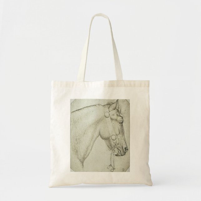 Bolso De Tela Dibujo de animales Bella Artes de cabeza de caball (Frente)