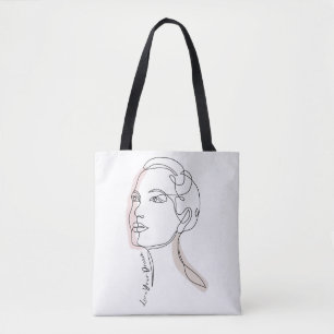 Bolso De Tela Dibujo de arte de línea de la mujer - Vive tus sue