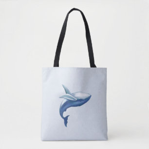 Bolso De Tela Dibujo de ballena jorobada linda saltando fuera de