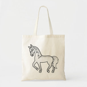 Bolso De Tela Dibujo de caballo de dibujos animados trotando gri
