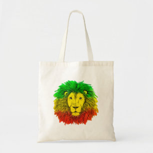 Bolso De Tela Dibujo de cabeza de león Rasta rojo amarillo verde