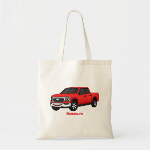 Bolso De Tela Dibujo de camioneta pickup roja linda estilo caric